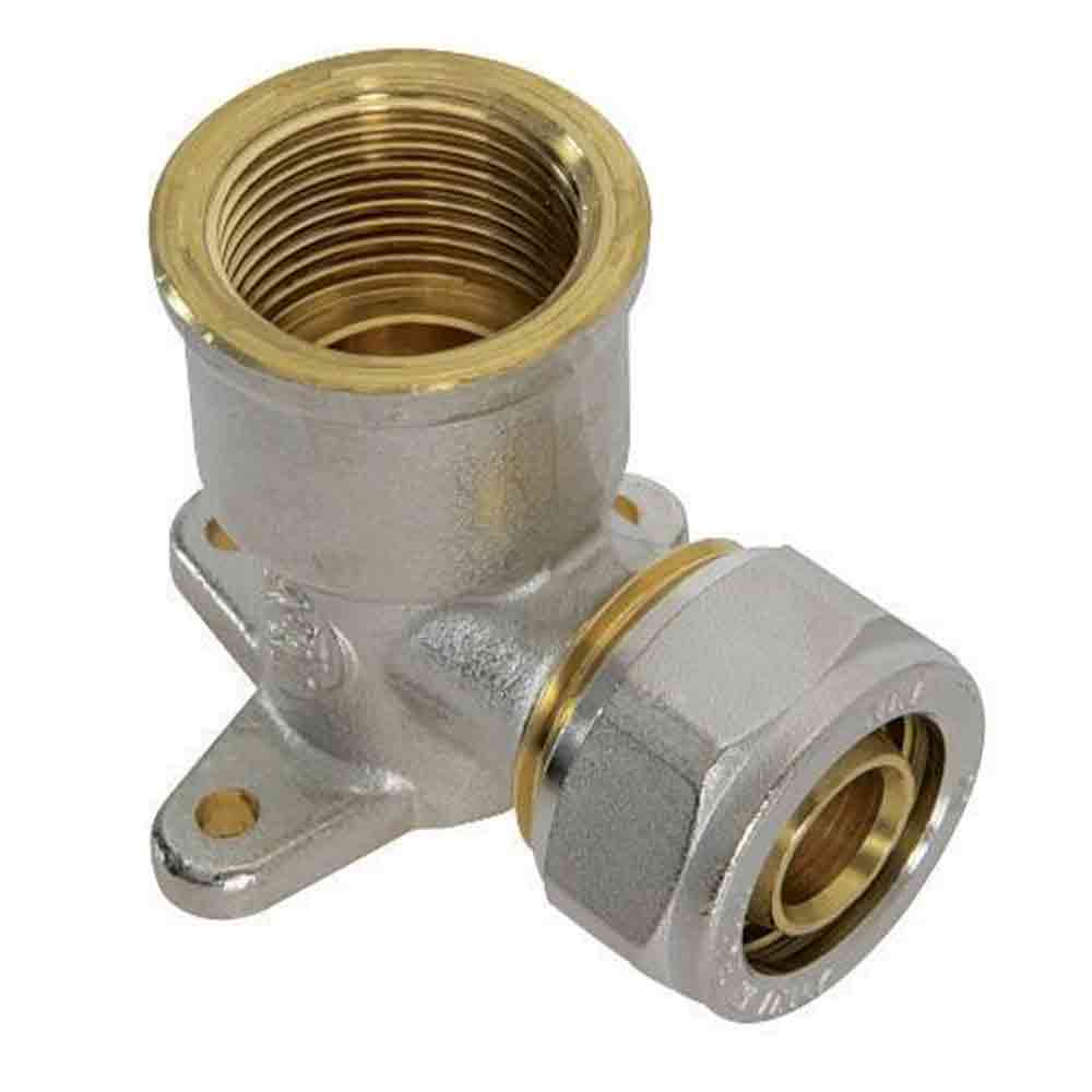 Raccordo curvo con flangia femmina a stringere attacco 1/2"x16