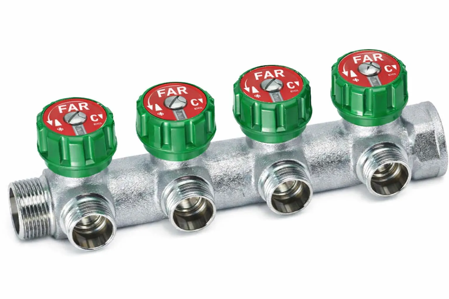 Collettore lineare 3/4" in ottone maschio femmina per sanitari vie 4