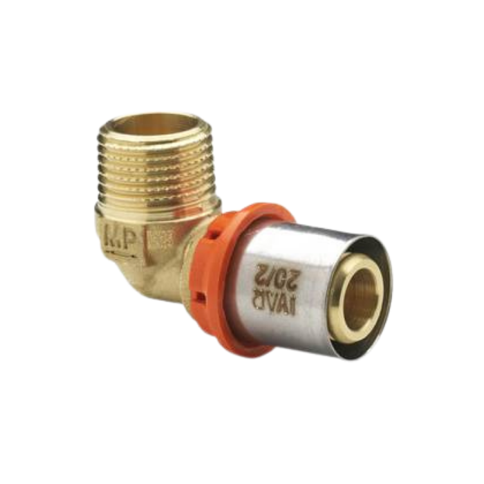 Raccordo curvo gomito maschio a Pinzare acqua 1/2"xø16