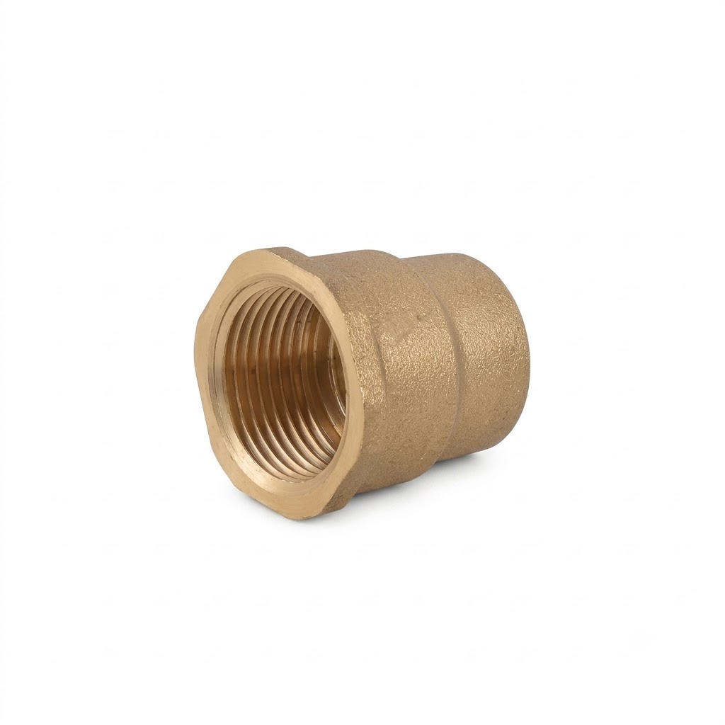 Raccordo Manicotto ridotto femmina F1/2" x F3/4" in ottone giallo