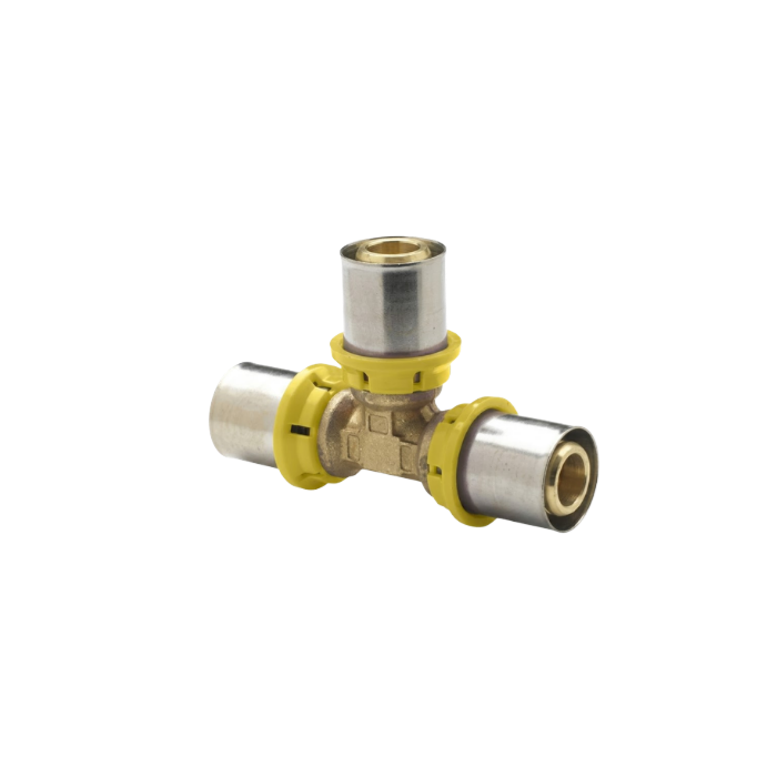 Raccordo a tee a 3 dadi a Pinzare gas per tubo multistrato ø20