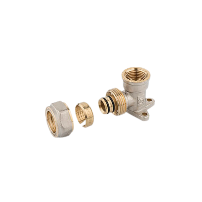 Raccordo curvo con flangia femmina a stringere attacco 1/2"x20