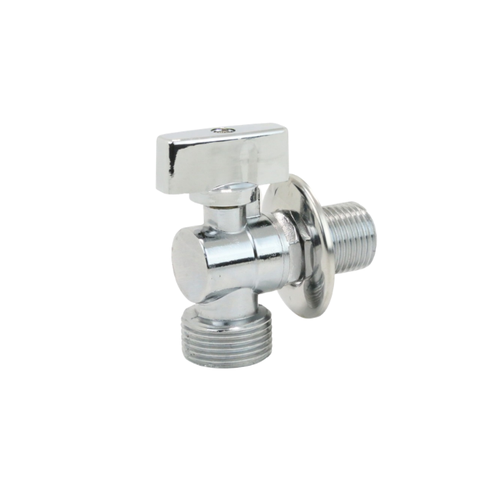 Rubinetto a sfera cromato per lavatrice 1/2"x3/4" con rosone leva in metallo