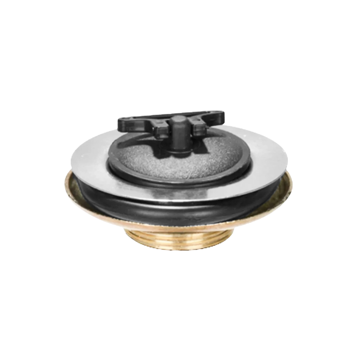 Piletta di scarico gattinara in ottone cromato con tappo nero in gomma da 1" 1/4"