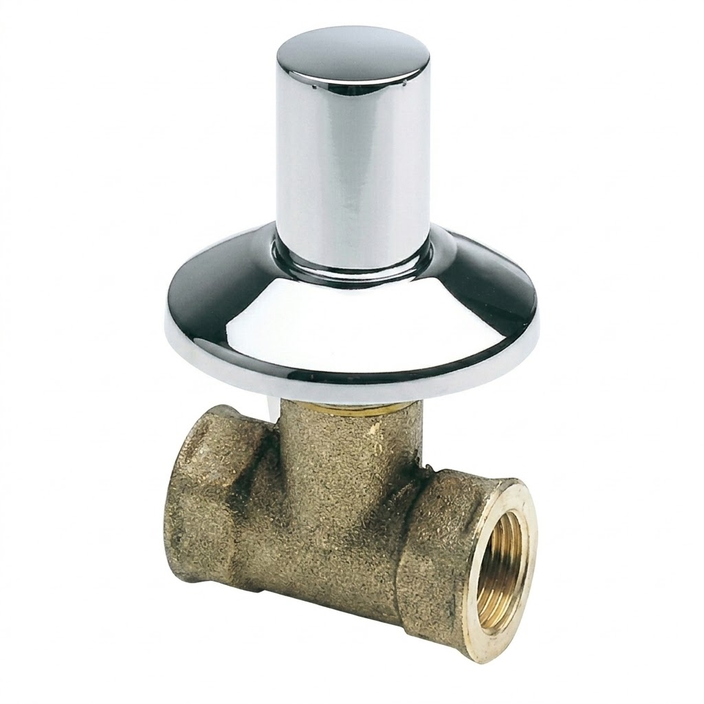 Rubinetto arresto incasso a cappuccio in ottone con rosone 1/2"