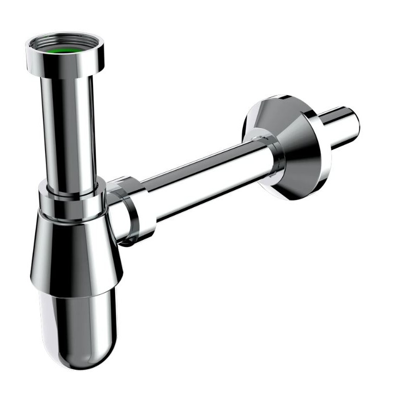 Sifone scarico a bottiglia in ottone senza piletta lavabo 1"1/4ø32