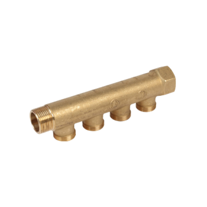 Collettore lineare 3/4" in ottone maschio femmina per riscaldamento vie